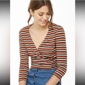 Forever 21 Multicolor Wrap Shirt Y2K Prefect For Fall Preppy